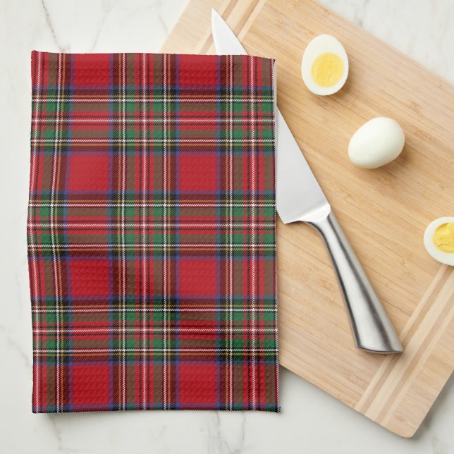 Linge De Cuisine Clan plaid Stewart Red Green Blue Check Tartan (Quart Plié)