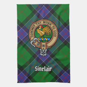 Linge De Cuisine Clan Sinclair Crest sur la chasse Tartan