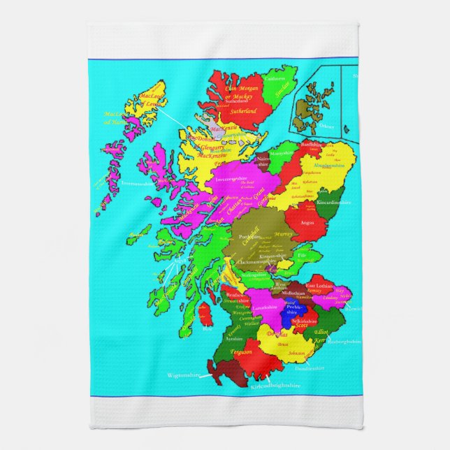 Linge De Cuisine Clans de carte de l'Ecosse (Vertical)