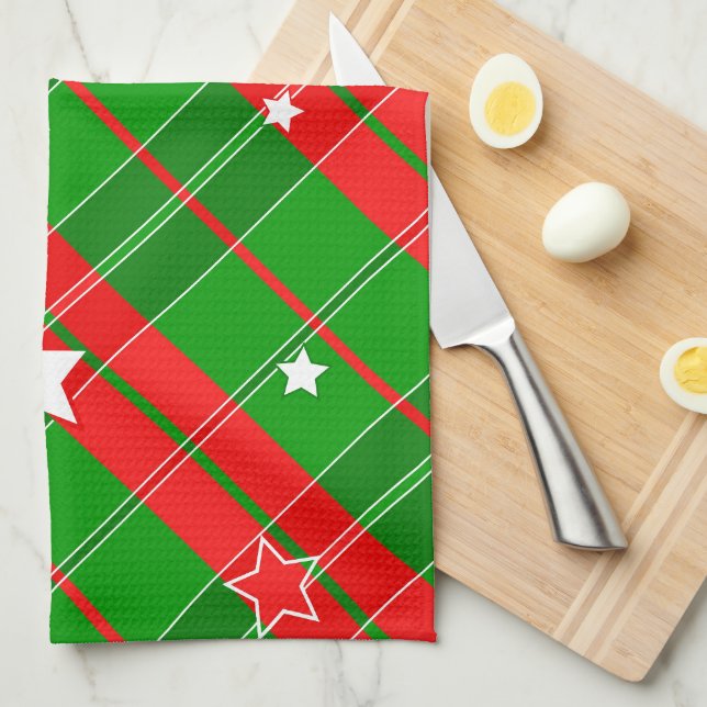 Linge De Cuisine Classic Christmas pattern in red and green (Quart Plié)