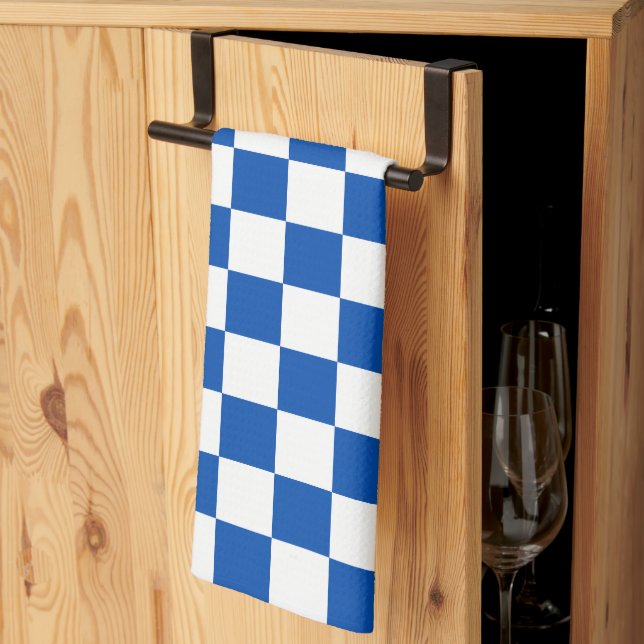 Linge De Cuisine Classic cobalt blue checkerboard (Pliage en tiers)