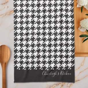 Linge De Cuisine Classic moderne noir et blanc Houndstooth