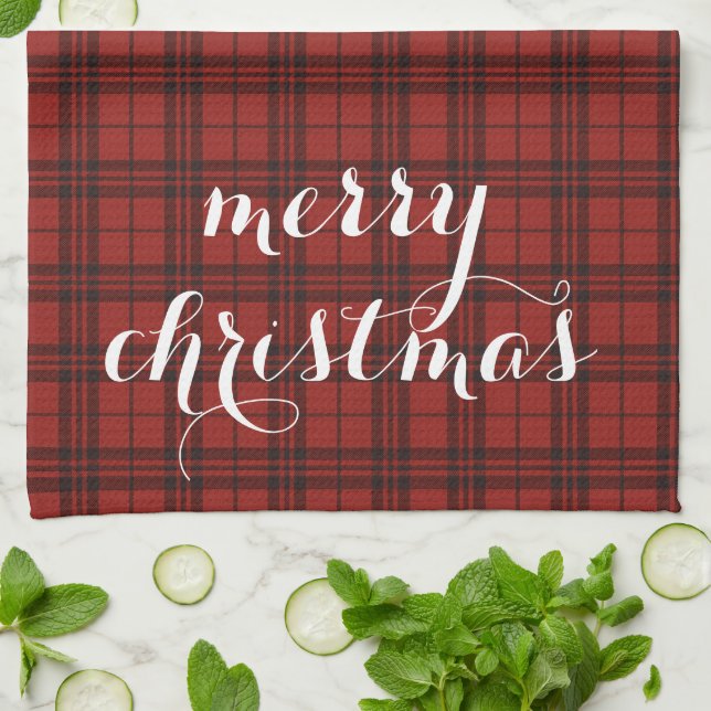 Linge De Cuisine Classic Plaid Merry Christmas Festive -  (Plié)