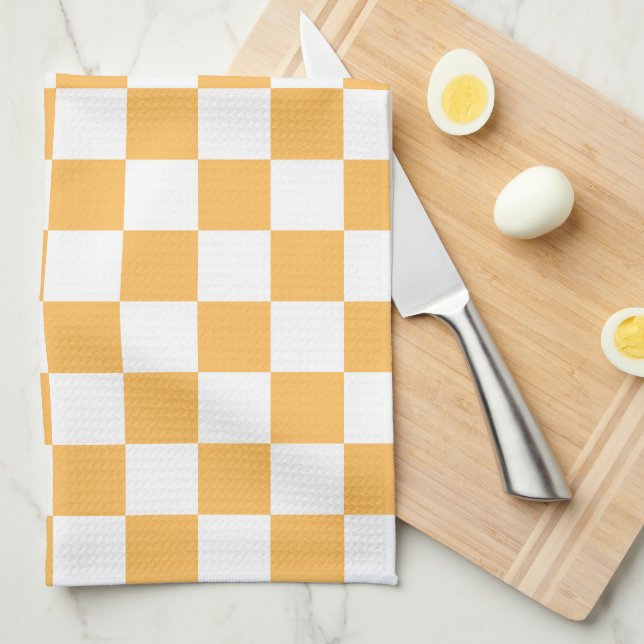 Linge De Cuisine Classic visual peach checkerboard  (Quart Plié)