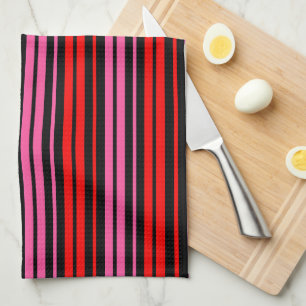 Linge De Cuisine Classique design à rayures verticales rouges et ro