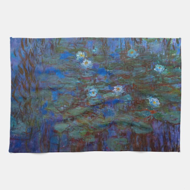 Linge De Cuisine Claude Monet - Lys d'Eau Bleue (Horizontal)