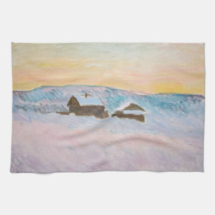 Linge De Cuisine Claude Monet - Norvège Paysage, Maisons Bleues