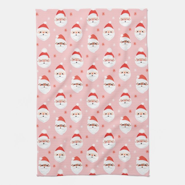 Linge De Cuisine Clause Pink Retro Santa (Vertical)