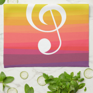 Linge De Cuisine Clef triple personnalisée d'aquarelle