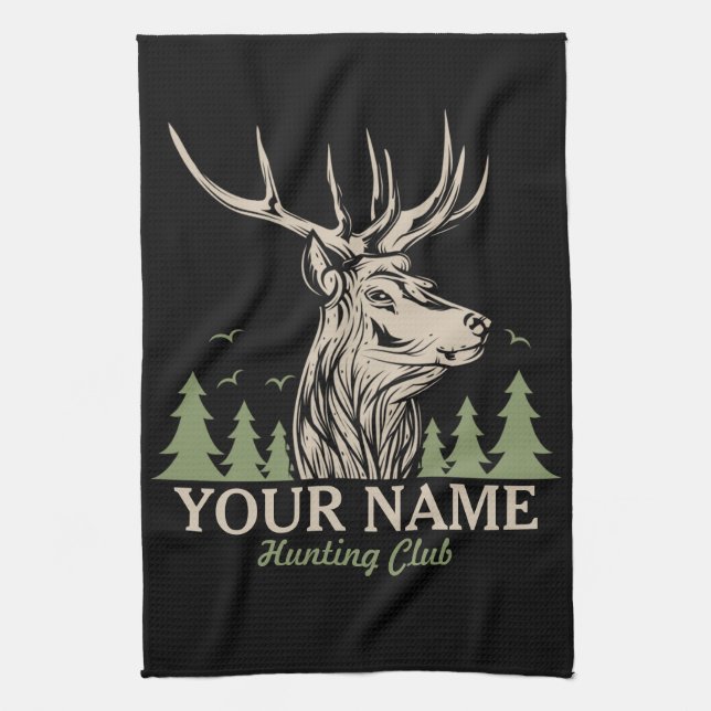 Linge De Cuisine Club de chasse personnalisé Hunter Deer Elk Antler (Vertical)