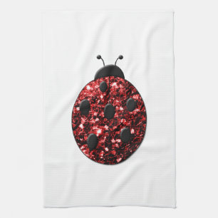 Linge De Cuisine Coccinelle rouge foncé faux paillettes scintillant