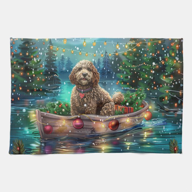 Linge De Cuisine Cockapoo Christmas Festive Voyage (Horizontal)