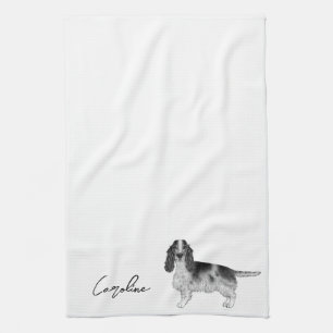 Linge De Cuisine Cocker Spaniel En Noir Et Blanc & Texte Personnali