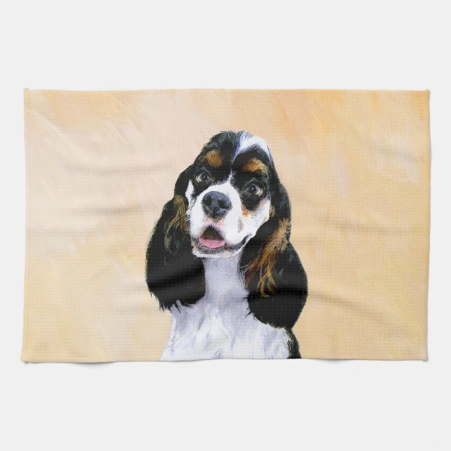 Linge De Cuisine Cocker Spaniel (Parti) Peinture - Art Chien origin (Horizontal)
