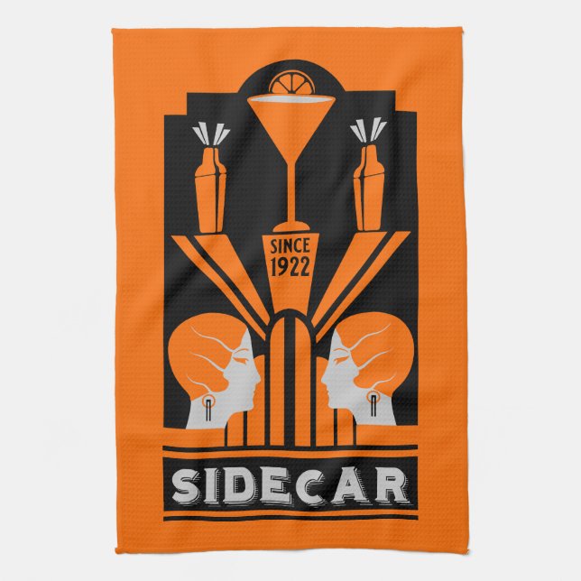 Linge De Cuisine Cocktail Sidecar Art Déco (Vertical)