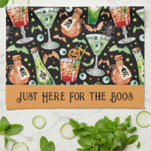 Linge De Cuisine Cocktails et potions d'Halloween orange et vert