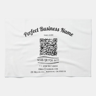 Linge De Cuisine Code QR Minimaliste Noir Et Blanc Simple Clair