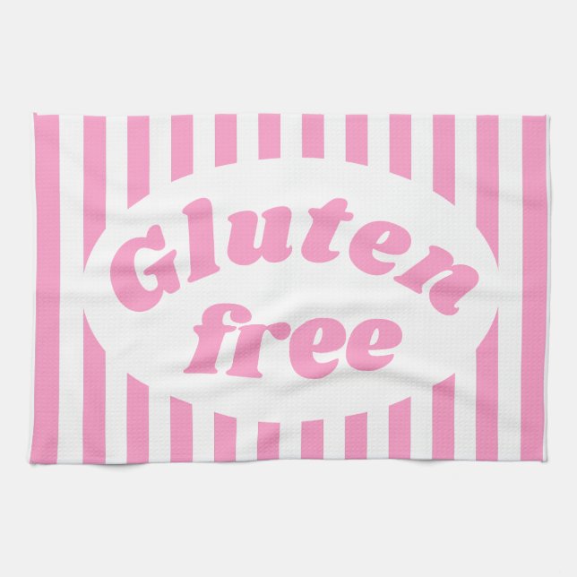 Linge De Cuisine Coeliac rose blanc gluten sans étiquette (Horizontal)