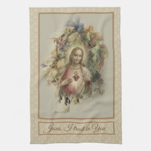 Linge De Cuisine Coeur sacré de thanksgiving floral d'automne de