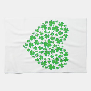 Linge De Cuisine Coeur vert irlandais de shamrock