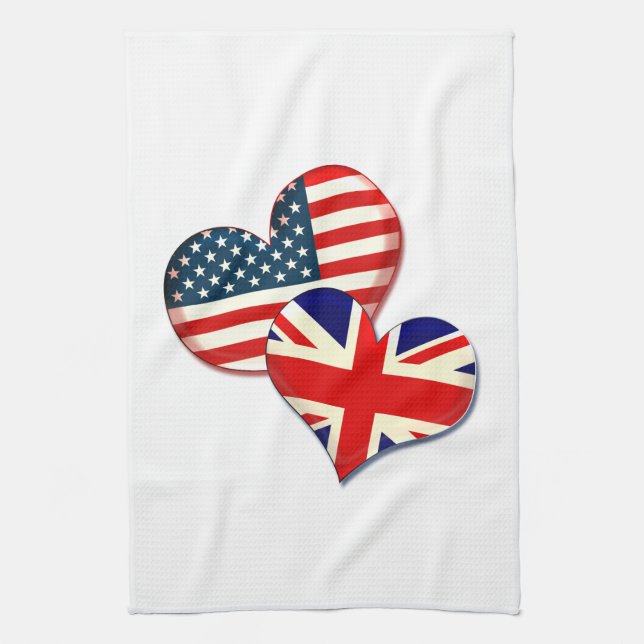 Linge De Cuisine Coeurs américains et britanniques (Vertical)