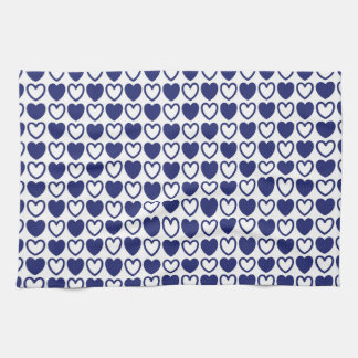 Linge De Cuisine Coeurs bleu et blanc