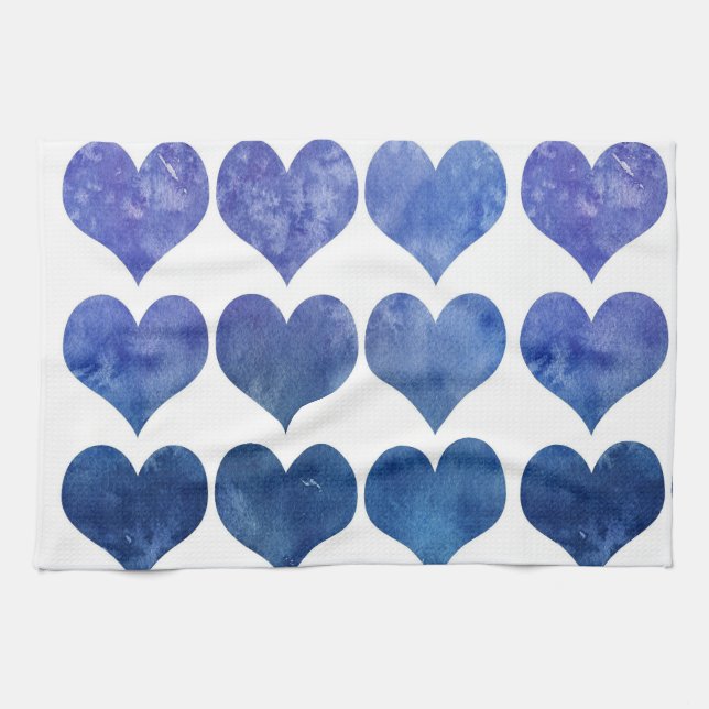 Linge De Cuisine Coeurs bleus (Horizontal)