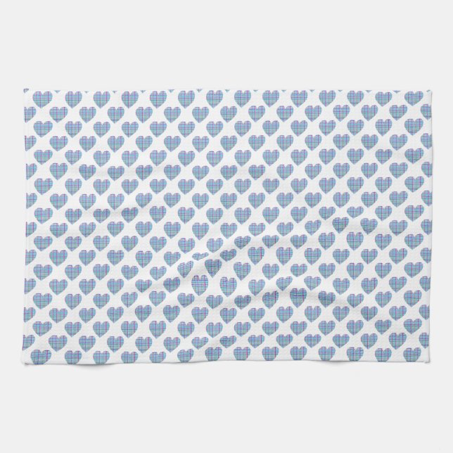 Linge De Cuisine Coeurs bleus sur le blanc (Horizontal)