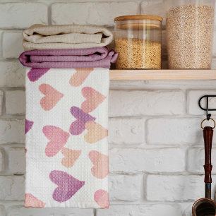 Linge De Cuisine Coeurs d'aquarelle de la Saint-Valentin - rose pas