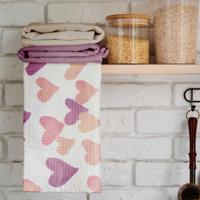 Linge De Cuisine Coeurs d'aquarelle de la Saint-Valentin - rose pas (Créateur téléchargé)