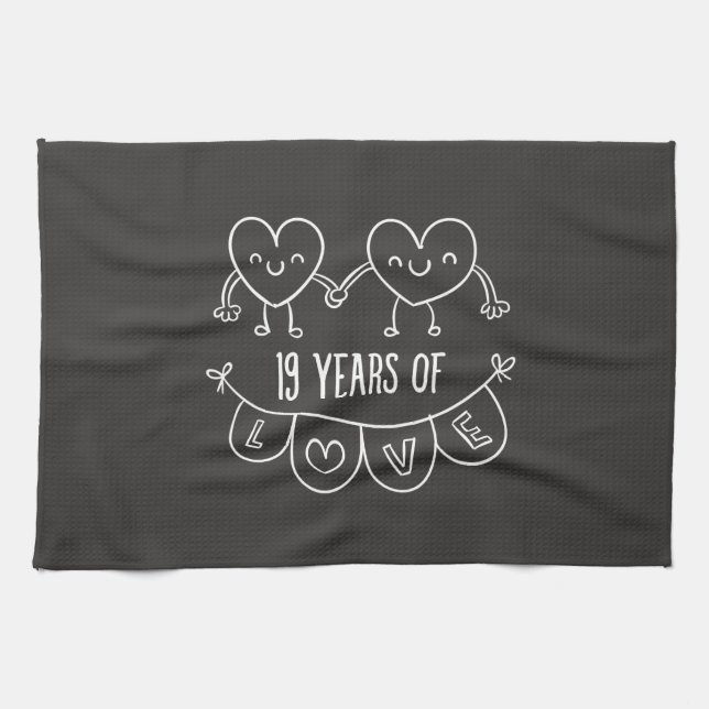 Linge De Cuisine Coeurs de calèche-cadeaux du 19e anniversaire (Horizontal)