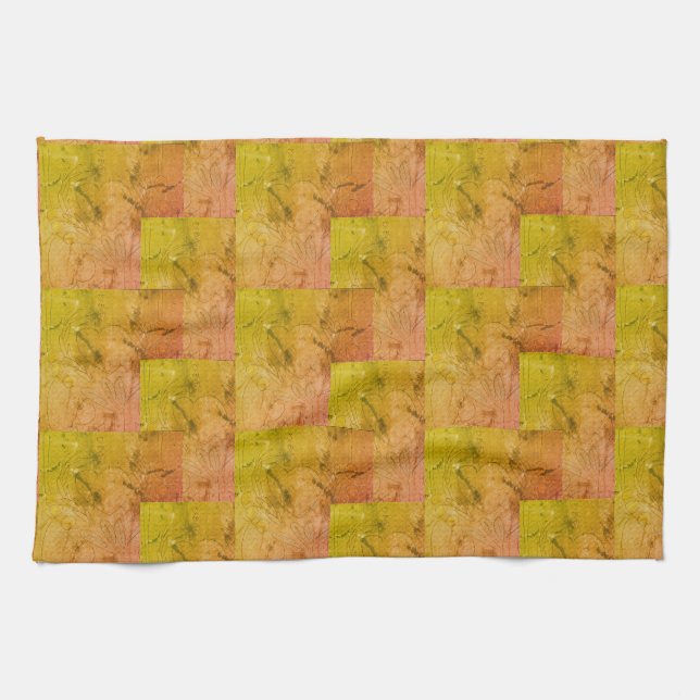 Linge De Cuisine Coeurs de Nana (rose et jaune) (Horizontal)