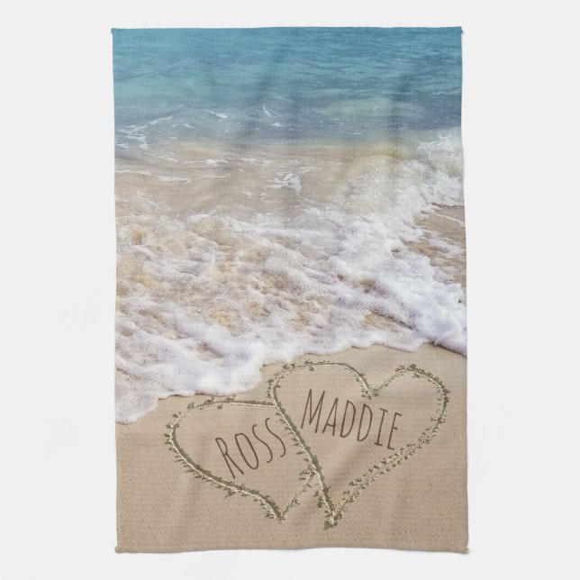 Linge De Cuisine Coeurs de plage mariages (Vertical)