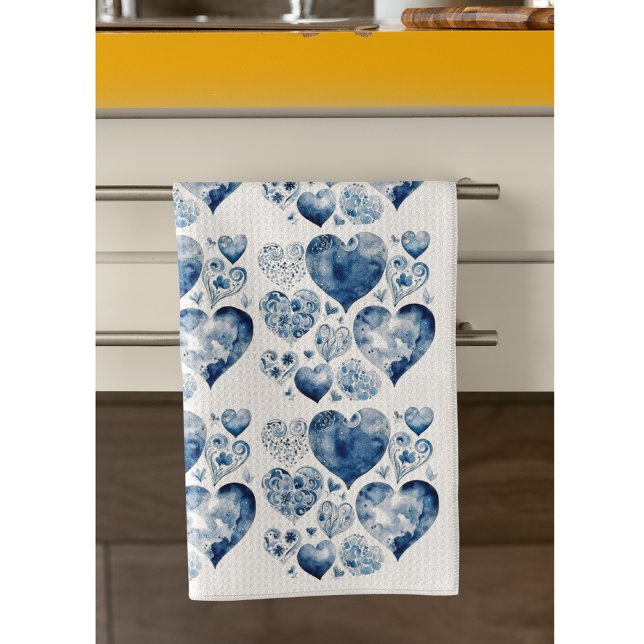 Linge De Cuisine Coeurs en Delft Blue (Créateur téléchargé)