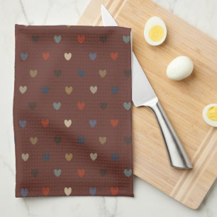 Linge De Cuisine Coeurs Polka sur kilim brown