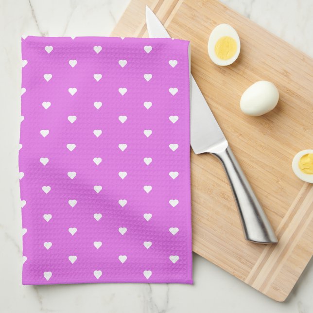 Linge De Cuisine Coeurs pourpres (Quart Plié)