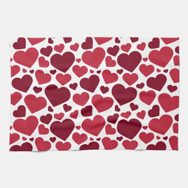Linge De Cuisine Coeurs rouges (Horizontal)