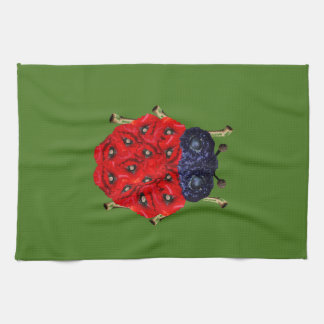 Linge De Cuisine Coléoptère Fleur de Pavot Rouge Graphique