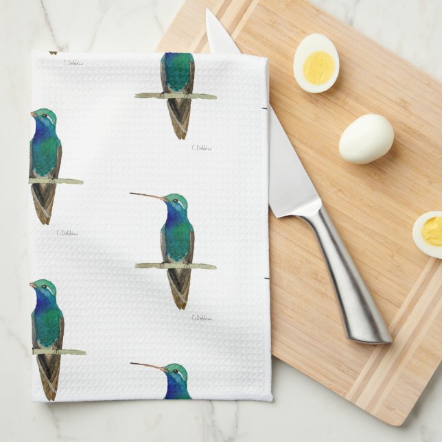 Linge De Cuisine Colibri À Gros Prix Sur Une Branche (Quart Plié)