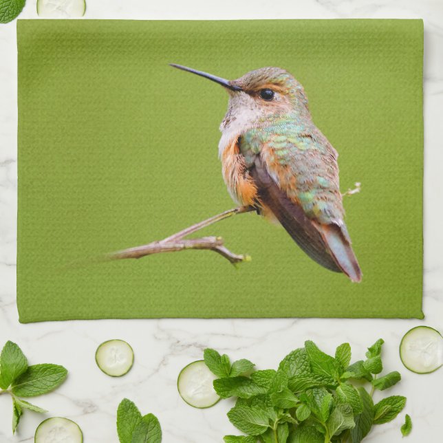Linge De Cuisine Colibri roux assis en Californie Lilac (Plié)