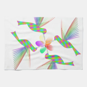 Linge De Cuisine Colibris Arc-En-Ciel Embrasser Une Fleur
