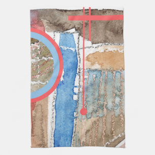 Linge De Cuisine collage d'art abstrait, médias mélangés et