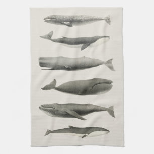 Linge De Cuisine Collage d'art de baleines vintage