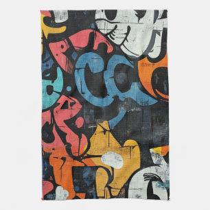 Linge De Cuisine Collage de graffiti urbain avec des couleurs vives