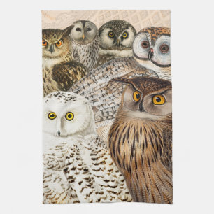 Linge De Cuisine Collage de hibou vintage