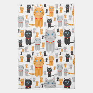 Linge De Cuisine Collage mignon d'amusement des chats oranges,