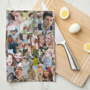 Linge De Cuisine Collage Photo Famille Personnalisé Forme 24 Pic Pu