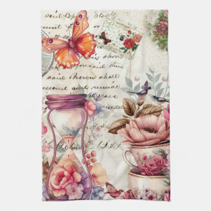 Linge De Cuisine Collage vintage aquarelle