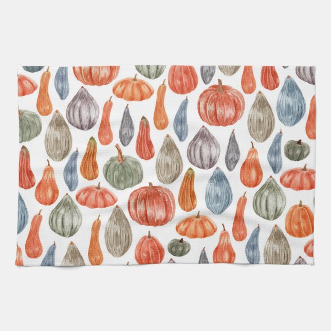 Linge De Cuisine Collection Citrouille couleur aquarelle   (Horizontal)