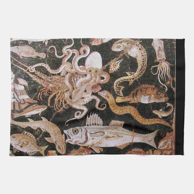 LINGE DE CUISINE COLLECTION DE POMPEII/OCÉAN - SCÈNE DE VIE MARINE (Horizontal)